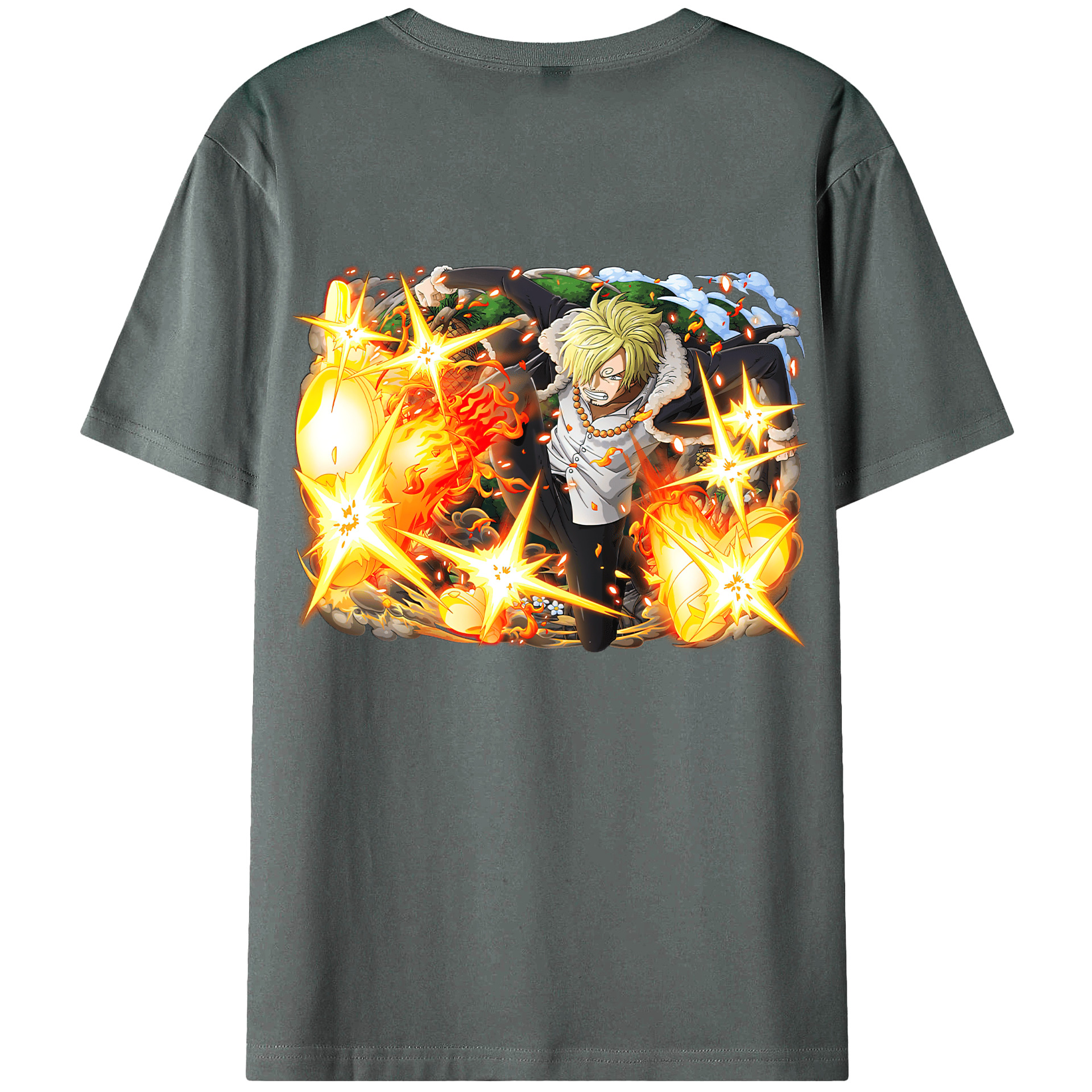 （画像用） ワンピース サンジ ONE PIECE Sanji 綿100％ メンズ半袖Tシャツ（バックプリント） 通気性